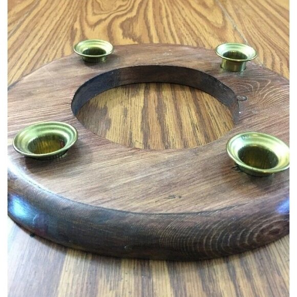 Vintage‎ Wood Candle Holder Wreath Centerpiece Handmade Table Decoration Rustic - Picture 6 of 10